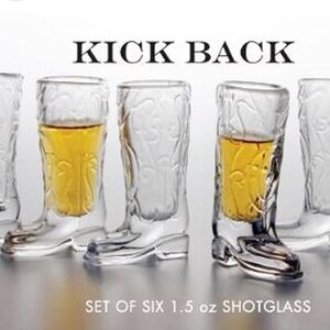 NIB Set-of-6 CircleWare Kick Back Cowboy Boot Shot Glasses